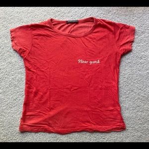 Brandy Melville red New York crop top